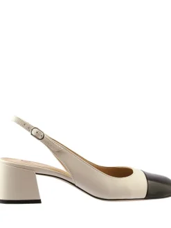 Högl Leder-Slingpumps in Creme/ Schwarz Discount