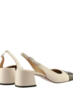 Högl Leder-Slingpumps in Creme/ Schwarz Discount