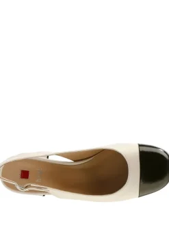 Högl Leder-Slingpumps in Creme/ Schwarz Discount