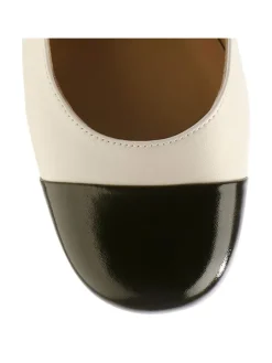 Högl Leder-Slingpumps in Creme/ Schwarz Discount
