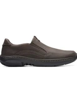 Clarks Leder-Slipper "Pro Step" in Beige/ Grau>Herren Halbschuhe