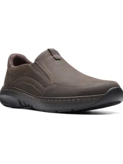 Clarks Leder-Slipper "Pro Step" in Beige/ Grau>Herren Halbschuhe