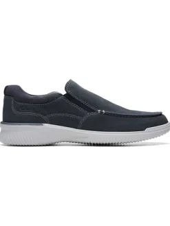 Clarks Leder-Slipper "Donaway Free" in Dunkelblau Discount