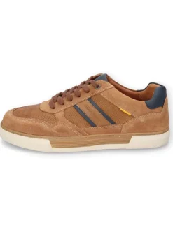 Camel Active Leder-Sneakers "Bayland" in Hellbraun/ Dunkelblau