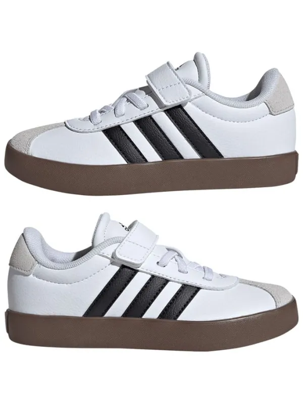adidas Leder-Sneakers "Court 3.0" in Weiß/ Schwarz>Kinder Sneakers·Sneakers Low