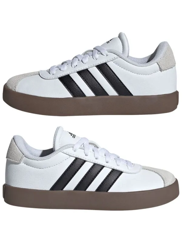 adidas Leder-Sneakers "Court 3.0" in Weiß/ Schwarz>Kinder Sneakers·Sneakers Low