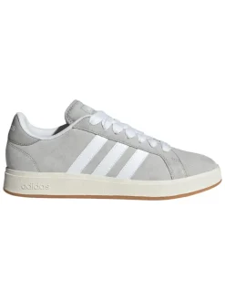 adidas Leder-Sneakers "Grand Court Base" in Grau/ Weiß Hot