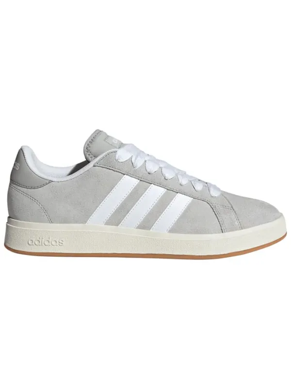 adidas Leder-Sneakers "Grand Court Base" in Grau/ Weiß Hot