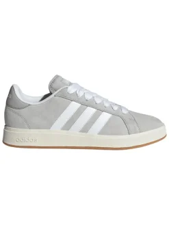 adidas Leder-Sneakers "Grand Court Base" in Grau/ Weiß Hot