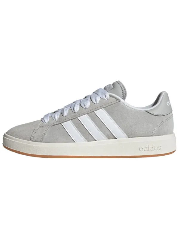 adidas Leder-Sneakers "Grand Court Base" in Grau/ Weiß Hot