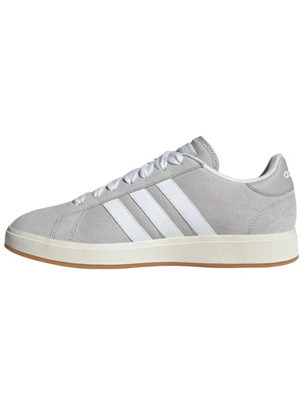 adidas Leder-Sneakers "Grand Court Base" in Grau/ Weiß Hot