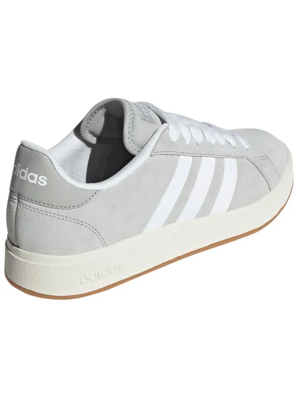 adidas Leder-Sneakers "Grand Court Base" in Grau/ Weiß Hot