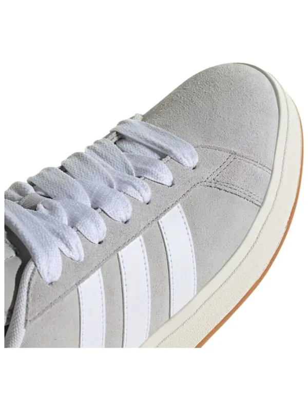 adidas Leder-Sneakers "Grand Court Base" in Grau/ Weiß Hot