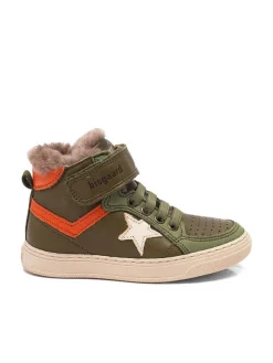 bisgaard Leder-Sneakers "Isak" in Khaki>Kinder Sneakers·Sneakers High