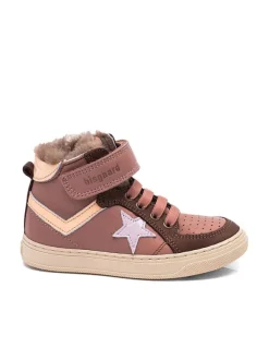 bisgaard Leder-Sneakers "Isak" in Rosa/ Braun>Kinder Sneakers·Sneakers High