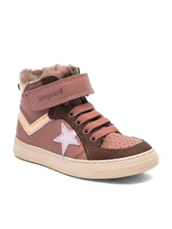 bisgaard Leder-Sneakers "Isak" in Rosa/ Braun>Kinder Sneakers·Sneakers High