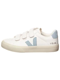 Veja Leder-Sneakers "Recife" in Weiß/ Hellblau Discount