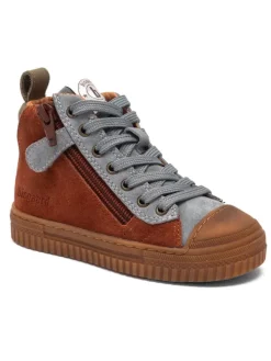 bisgaard Leder-Sneakers "Ryan" in Hellbraun/ Grau Clearance