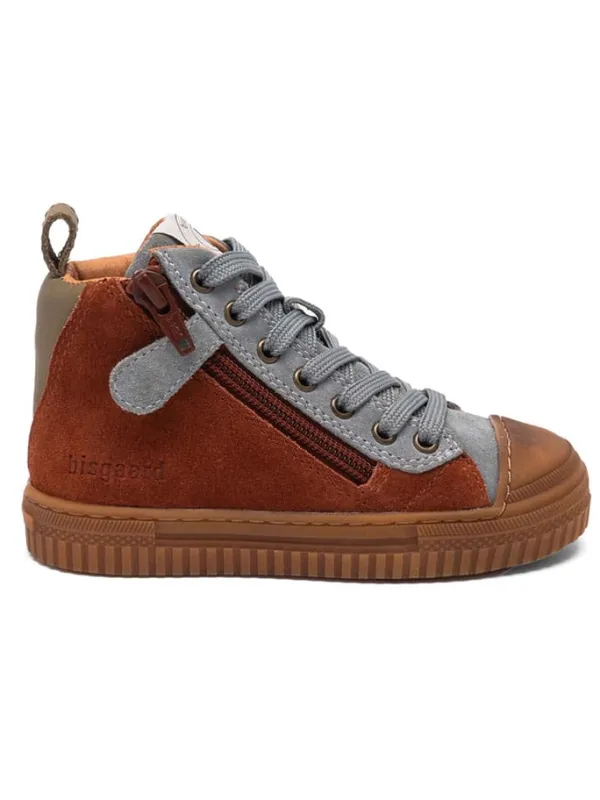 bisgaard Leder-Sneakers "Ryan" in Hellbraun/ Grau Clearance