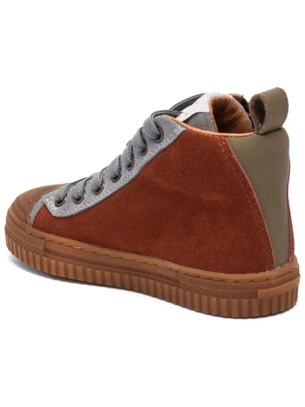 bisgaard Leder-Sneakers "Ryan" in Hellbraun/ Grau Clearance