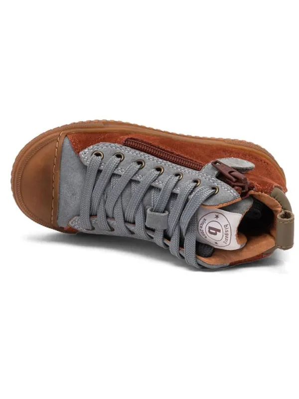 bisgaard Leder-Sneakers "Ryan" in Hellbraun/ Grau Clearance