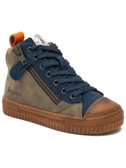 bisgaard Leder-Sneakers "Ryan" in Khaki/ Blau>Kinder Sneakers·Sneakers High