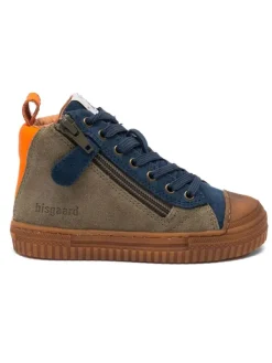 bisgaard Leder-Sneakers "Ryan" in Khaki/ Blau>Kinder Sneakers·Sneakers High