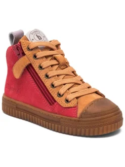 bisgaard Leder-Sneakers "Ryan" in Pink/ Orange>Kinder Sneakers·Sneakers High
