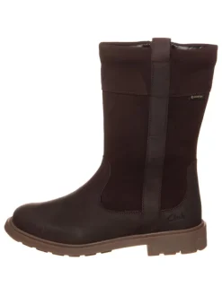 Clarks Leder-Stiefel in Dunkelbraun>Kinder Stiefel & Boots·Stiefel