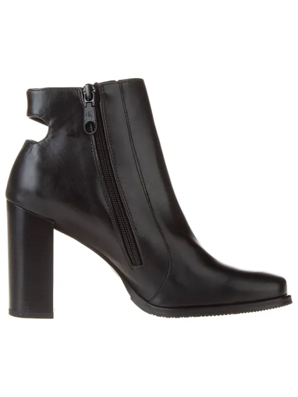 Calvin Klein Leder-Stiefeletten in Schwarz>Damen Stiefeletten