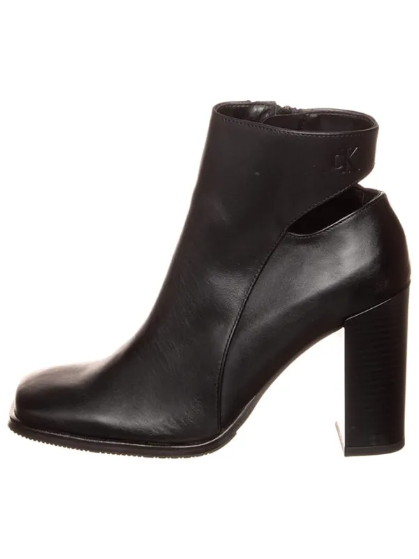 Calvin Klein Leder-Stiefeletten in Schwarz>Damen Stiefeletten