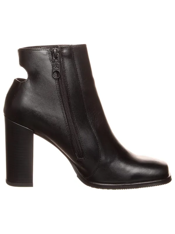 Calvin Klein Leder-Stiefeletten in Schwarz>Damen Stiefeletten
