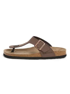 SABOKETS Leder-Zehentrenner in Braun>Herren Sandalen & Pantoletten