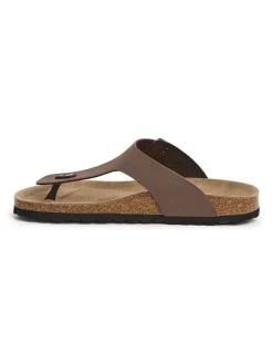 SABOKETS Leder-Zehentrenner in Braun>Herren Sandalen & Pantoletten