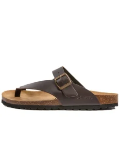 billowy Leder-Zehentrenner in Braun Clearance