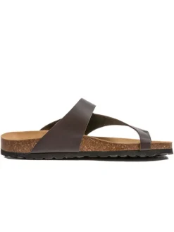 billowy Leder-Zehentrenner in Braun Clearance