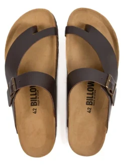 billowy Leder-Zehentrenner in Braun Clearance