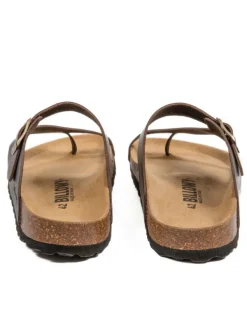 billowy Leder-Zehentrenner in Braun Clearance
