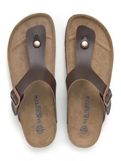 SABOKETS Leder-Zehentrenner in Braun Discount