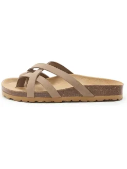 BABUNKERS Family Leder-Zehentrenner in Hellbraun Discount