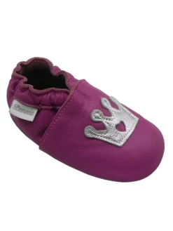 Bemesu Lila Baby-Leder-Laufschuhe, komfortabel mit rutschfester Sohle - Kronenmuster Online
