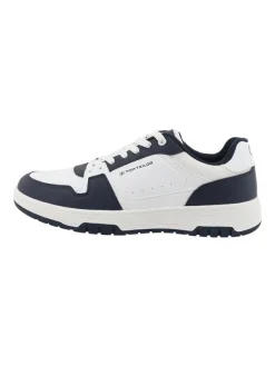 Tom Tailor Sneakers in Weiß/ Dunkelblau>Herren Schnürschuhe