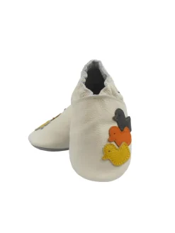 Bemesu Weiße Baby-Leder-Laufschuhe, komfortabel mit rutschfester Sohle - Entenmuster