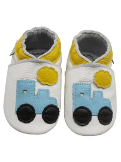 Bemesu Weiße Leder Krabbelschuhe für Babys mit rutschfester Sohle – Lkw-Muster Outlet