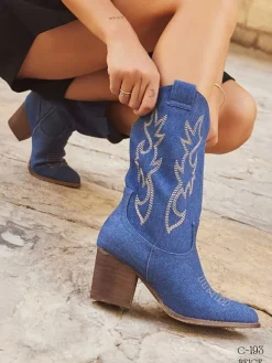 Bellucci Westernstiefel in Blau>Damen Stiefel & Boots