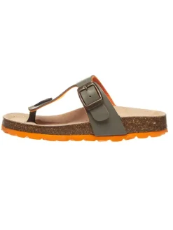 billowy Zehentrenner in Khaki/ Orange>Kinder Sandalen·Zehensandalen