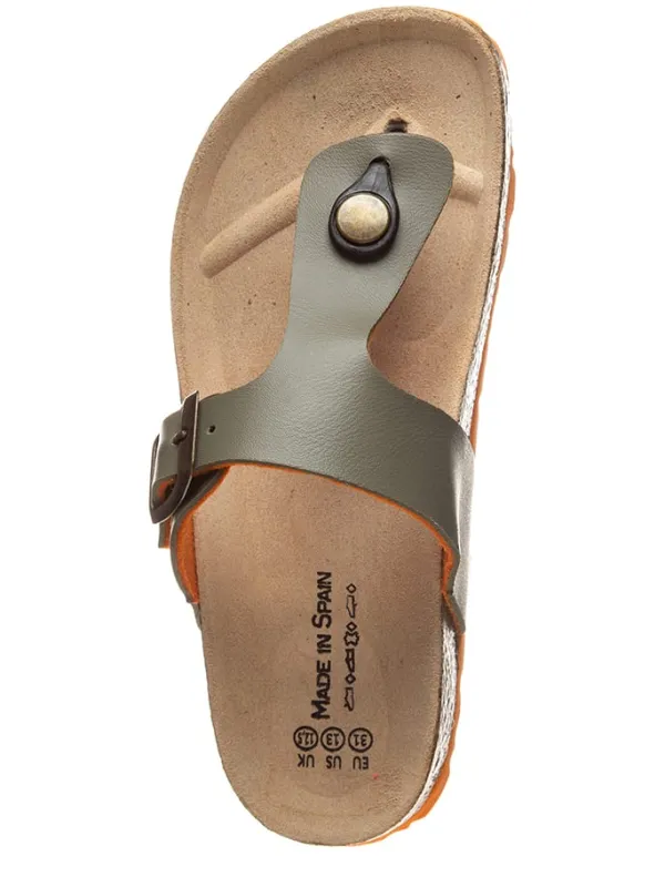 billowy Zehentrenner in Khaki/ Orange>Kinder Sandalen·Zehensandalen